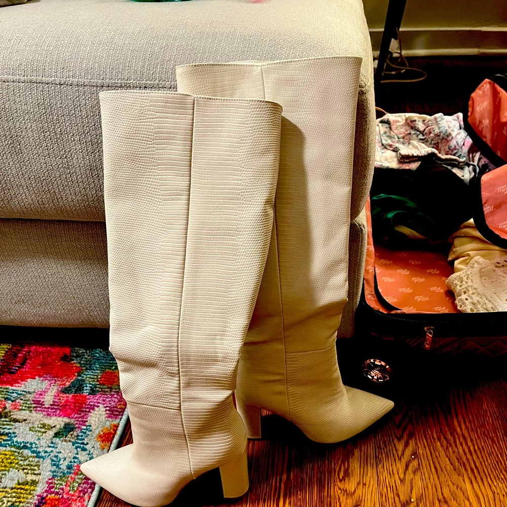 Brand New White Leather Boots